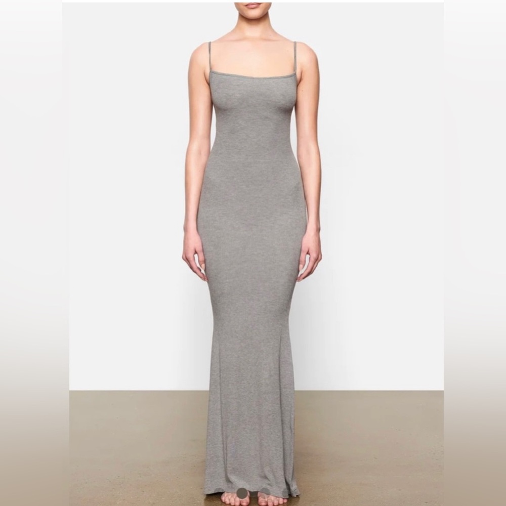 SKIMS SOFT LOUNGE LONG SLIP DRESS HEATHER GRAY SIZE 4X & 3X